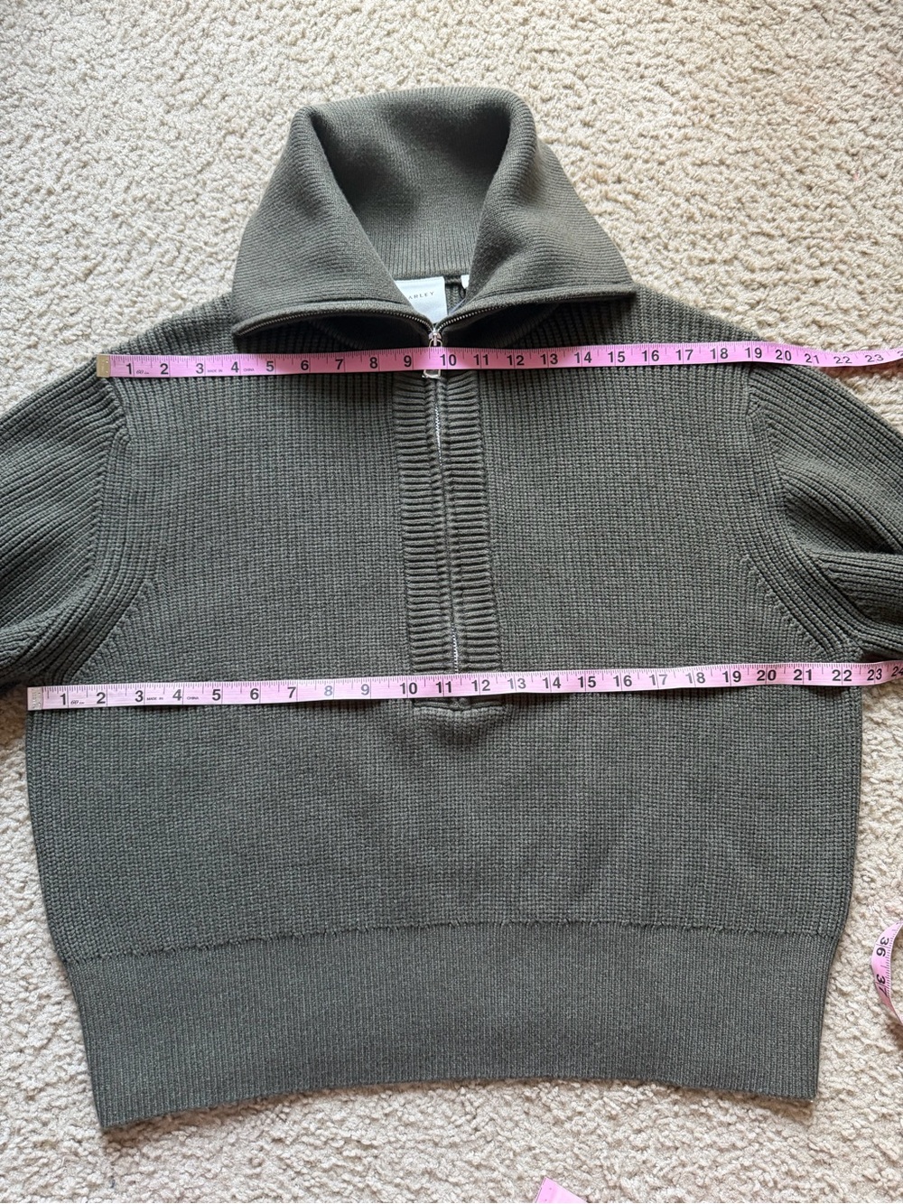 Varley Maura ribbed half-zip knit sweatshirt XL olive night NWT - Picture 14 of 16